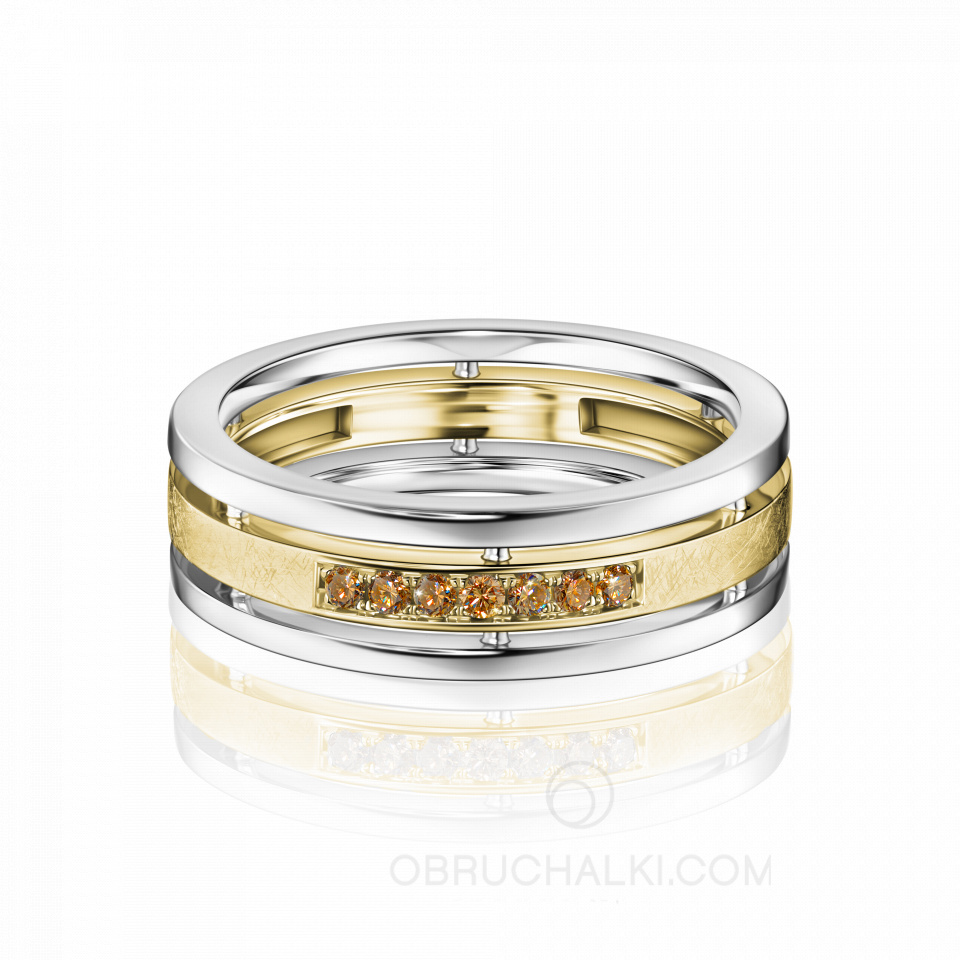Женское обручальное кольцо из золота с коньячными бриллиантами COMBO ICE COGNAC DIAMONDS