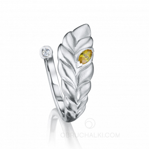 Разъемное кольцо с бриллиантом и желтым сапфиром огранки маркиза EAR на заказ фото 2