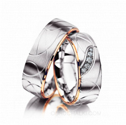 Широкие обручальные кольца с гравированным узором ARABELLA фото