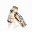 Обручальные комбинированные кольца с бриллиантами глянцевое желтое и матовое белое золото FINE LINE на заказ фото