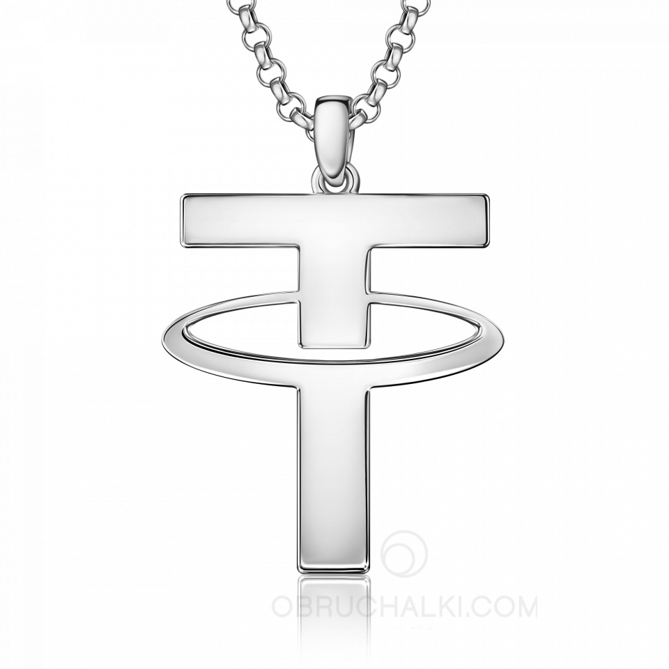 Кулон - подвеска буква из белого золота с бриллиантами 