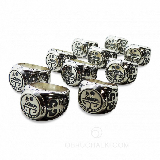 Серебряные печатки с национальным кавказским символом на заказ фото