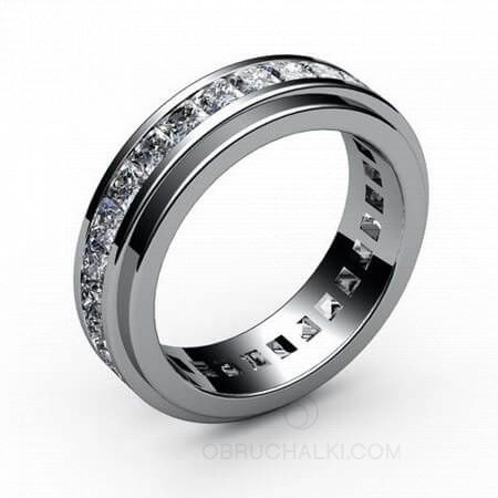 Обручальное кольцо с бриллиантами квадратной огранки Принцесса на заказ фото