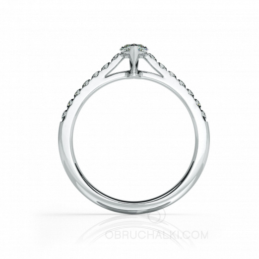 Помолвочное кольцо с необычным бриллиантом огранки маркиз MARQUIS на заказ фото 3