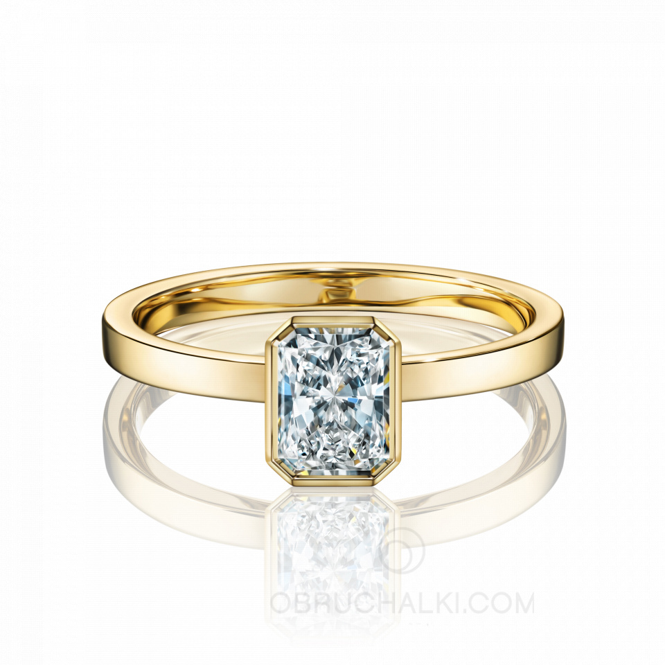 Помолвочное кольцо золота 585 пробы с натуральным бриллиантом огранки радиант FAMILY RELIC RADIANT