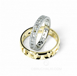 Парные обручальные кольца с бриллиантами T-STYLE фото