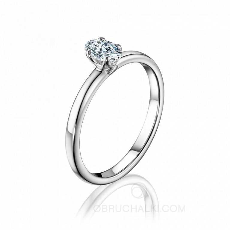 Классическое помолвочное кольцо из белого золота с овальным бриллиантом PURE OVAL
