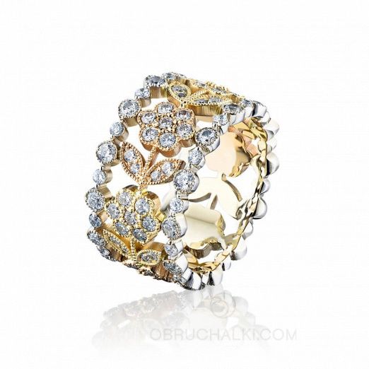 Женское кольцо цветок PARADISE FLOWERS на заказ фото