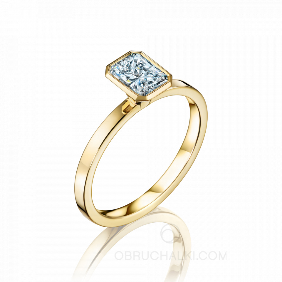 Помолвочное кольцо золота 585 пробы с натуральным бриллиантом огранки радиант FAMILY RELIC RADIANT