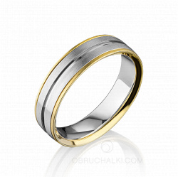 Мужское обручальное кольцо из комбинированного золота DELIGHT фото