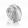 Женское кольцо из белого золота с объемными элементами и бесцветными бриллиантами PUFF SHINE