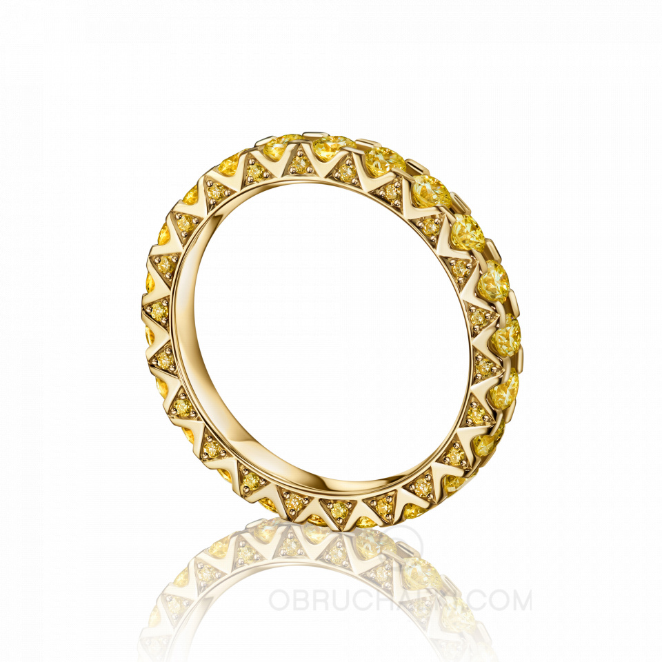 Женское обручальное кольцо из желтого золота с желтыми бриллиантами STONE SUN