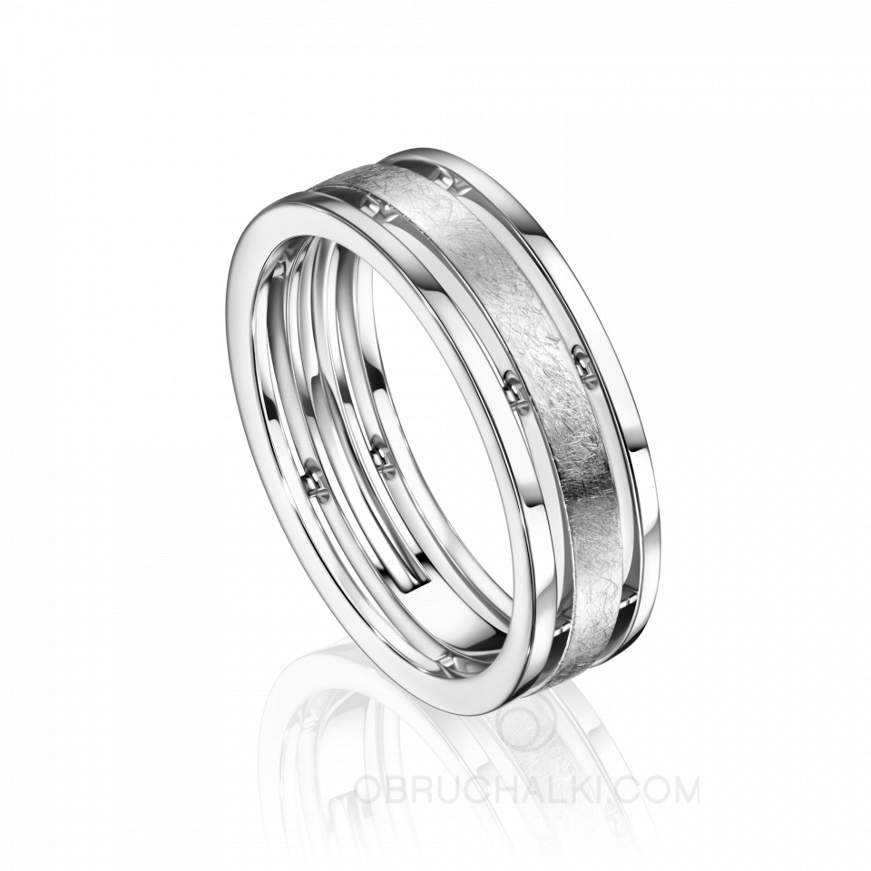 Мужское обручальное кольцо с текстурой льда COMBO ICE
