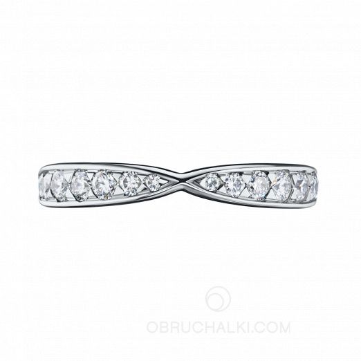 Женское обручальное кольцо с россыпью бриллиантов WHITE BRIDAL на заказ фото 2