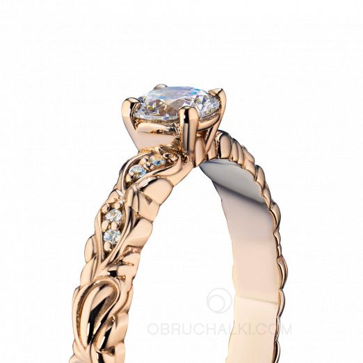 Кольцо для помолвки GRAPE WINE с природным орнаментом и бриллиантами на заказ фото 3