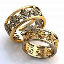 Обручальные кольца королевская лилия комбинированные FLOWER-DE-LUCE фото