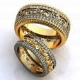 Парные обручальные кольца с растительным орнаментом и дорожками из бриллиантов IRISES на заказ фото 4