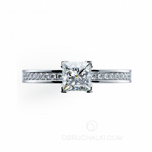 Помолвочное кольцо из белого золота с бриллиантами EIFEL RING на заказ фото 2