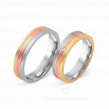 Красивые комбинированные обручальные кольца с бриллиантом фото