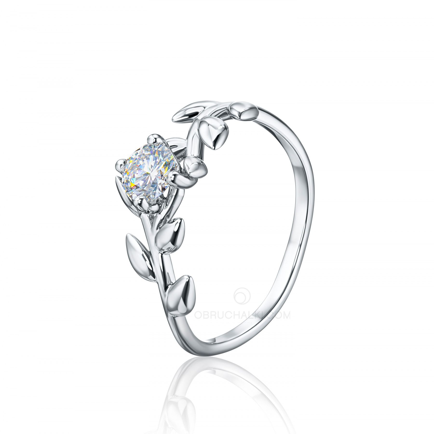 Женское помолвочное кольцо из белого золота с бриллиантом BRANCH OF LOVE купить в интернет-магазине: цена, оперативная доставка, отзывы