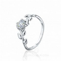 Женское помолвочное кольцо из белого золота с бриллиантом BRANCH OF LOVE фото