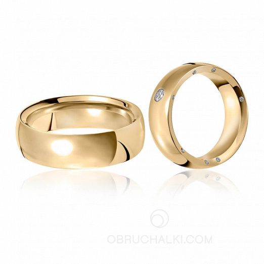 Классические обручальные кольца с бриллиантами на заказ фото