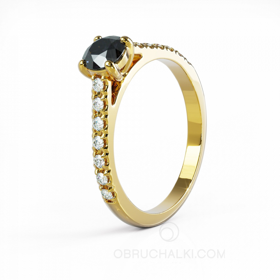 Помолвочное кольцо из платины с черным и белыми бриллиантами TIMELESS CLASSIC BLACK