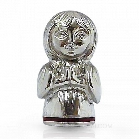 Серебряная фигурка оберег Ангел с красной эмалью на заказ фото 2