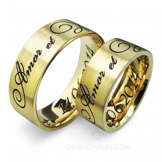 Обручальные кольца с датой и гравировкой любой надписи LOVE AND FAITH на заказ фото 2