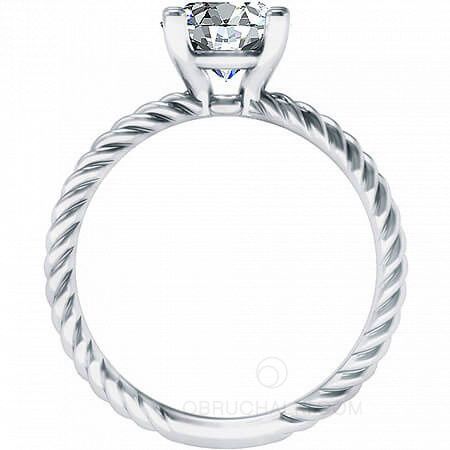 Легкое помолвочное кольцо с одним бриллиантом WEAVE на заказ фото 2