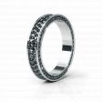 Обручальное кольцо с прозрачными гранями из белого золота с черными бриллиантами LOVE STORY BLACK DIAMONDS на заказ фото