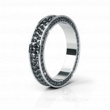 Обручальное кольцо с прозрачными гранями из белого золота с черными бриллиантами LOVE STORY BLACK DIAMONDS фото
