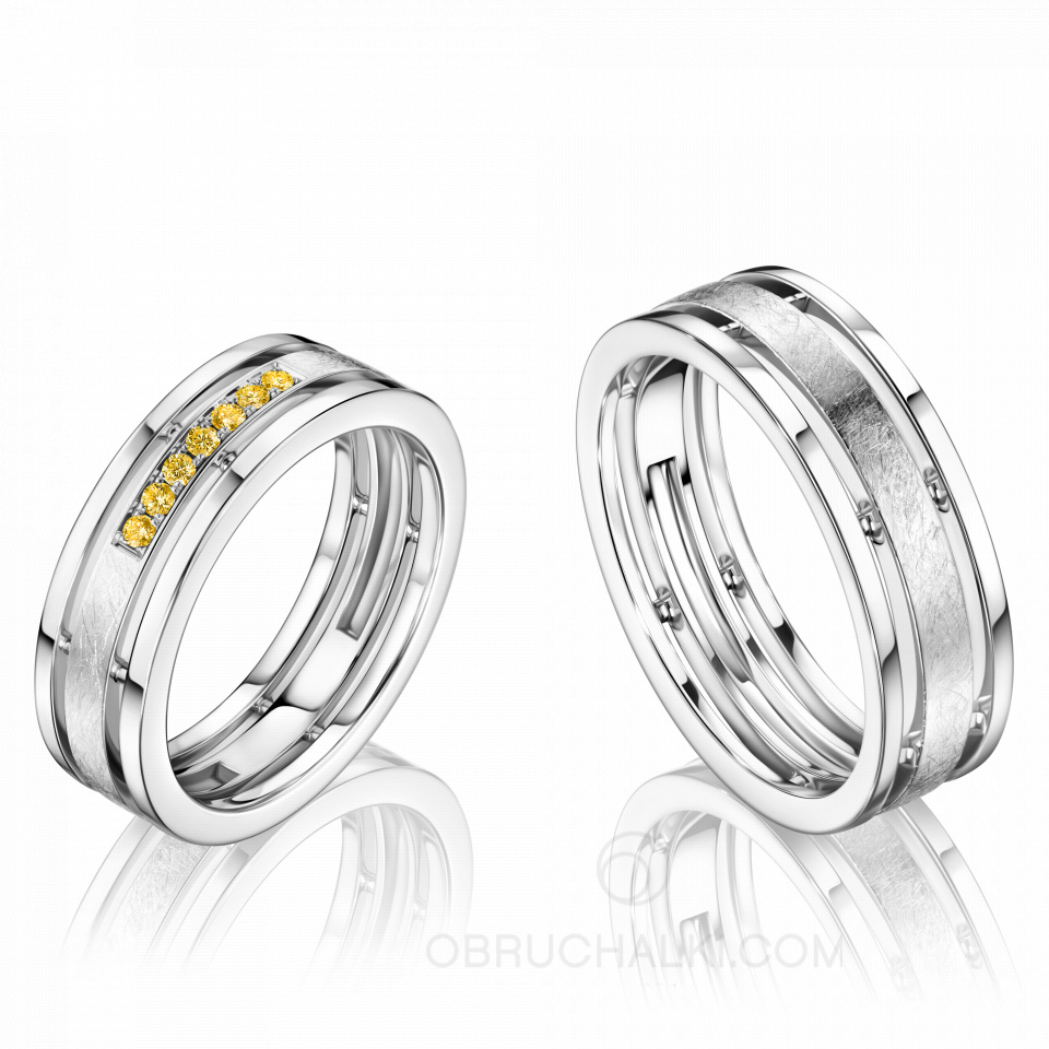 Парные обручальные кольца из желтого золота с желтыми бриллиантами COMBO ICE YELLOW DIAMONDS