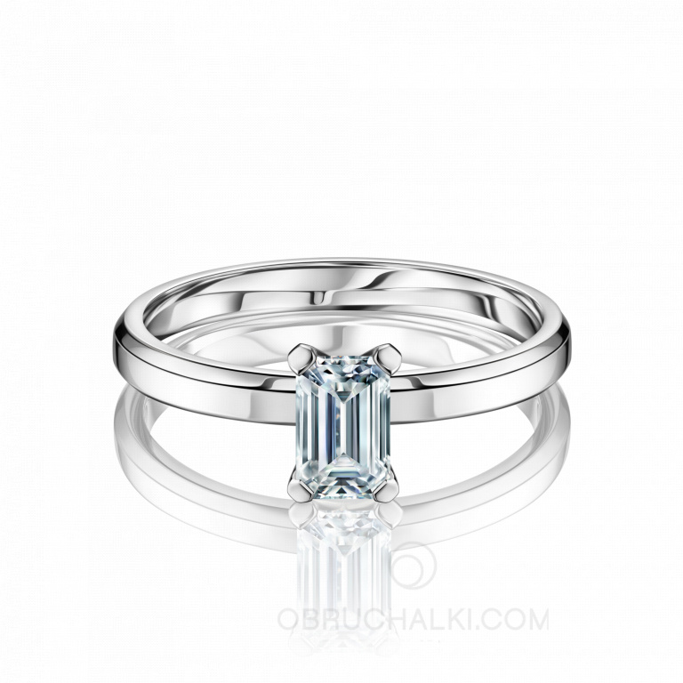 Свадебный комплект колец из белого золота EMERALD LINE &amp; DIAMOND STORY
