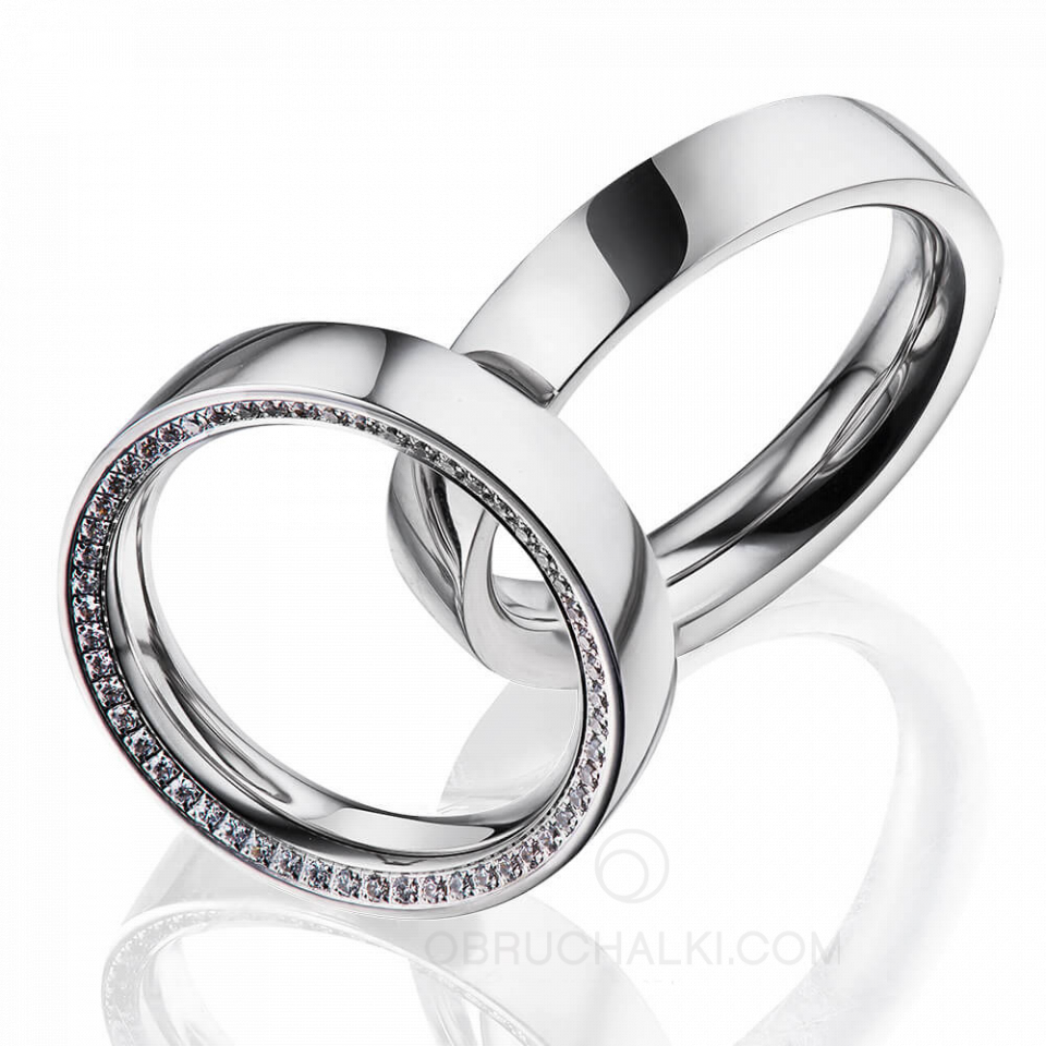 Парные обручальные кольца с бриллиантами CROP DIAMOND CIRCLE II