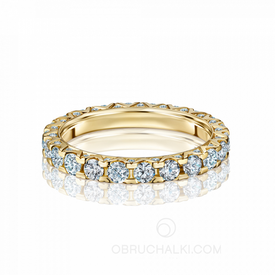 Женское обручальное кольцо из желтого золота с белыми бриллиантами STONE ECLIPSE