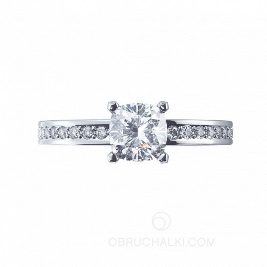 Шикарное помолвочное кольцо с белым бриллиантом MYSTERY CUSHION DIAMOND на заказ фото 2