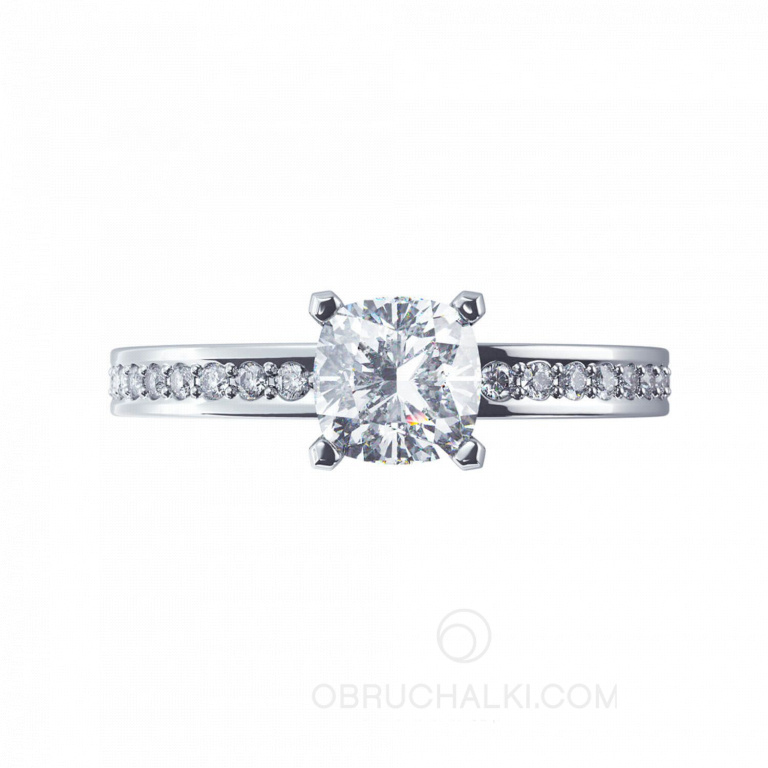 Шикарное помолвочное кольцо с белым бриллиантом MYSTERY CUSHION DIAMOND