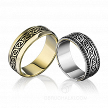 Обручальные кольца с кельтским узором и черными бриллиантами ENDLESS LOVE фото