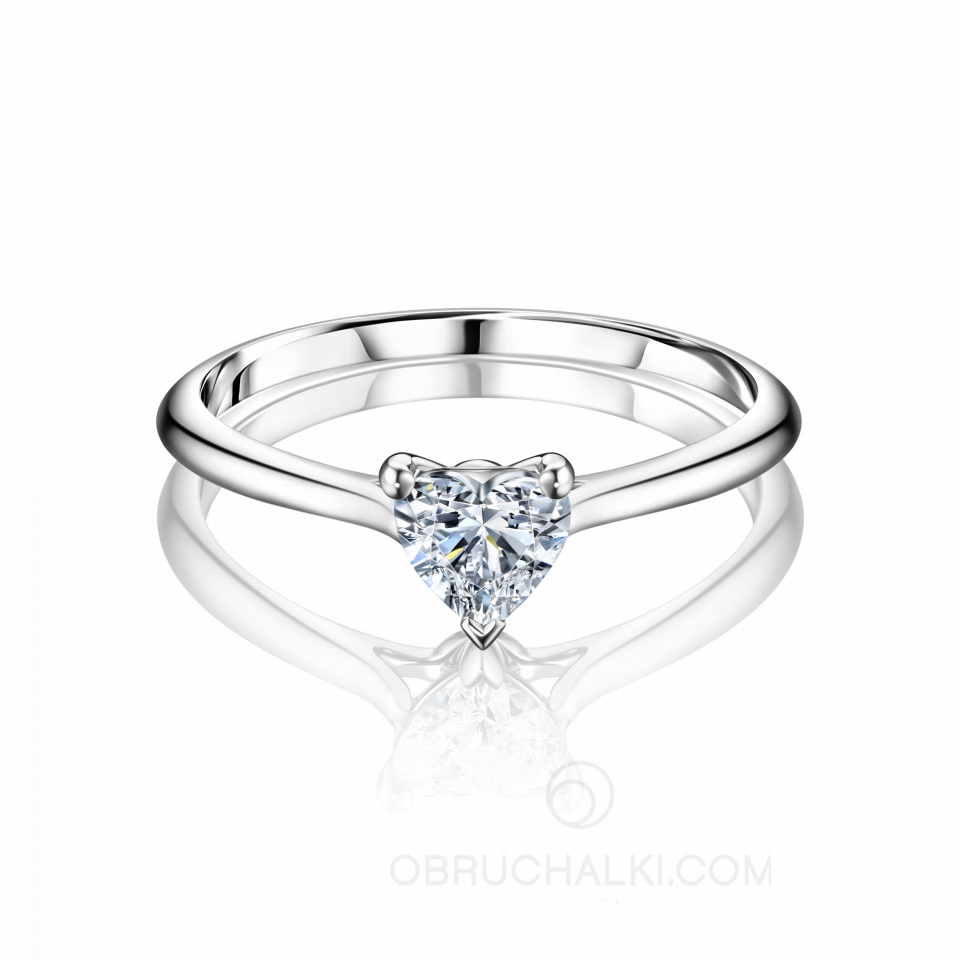 Помолвочное кольцо с бриллиантом в форме сердца PROMISE HEART