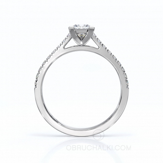 Помолвочное кольцо из белого золота с бриллиантом огранки Принцесса  MAGIC PRINCESS  на заказ фото 3