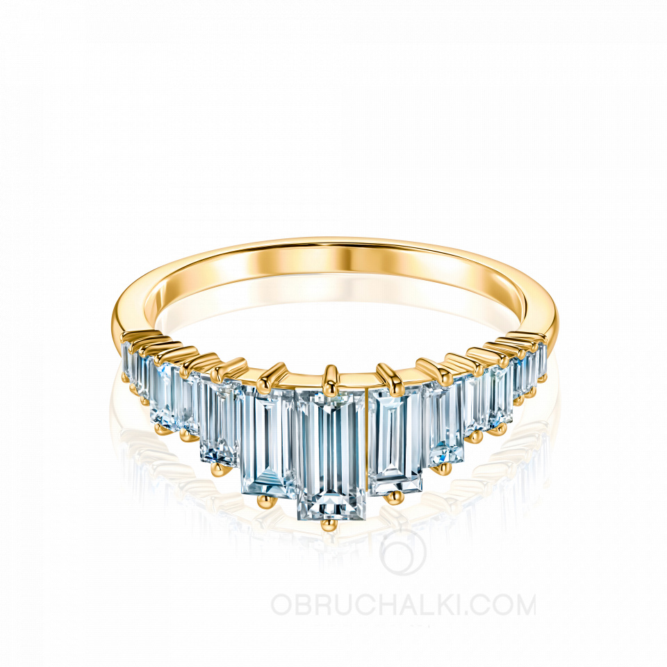 Помолвочное золотое кольцо с бриллиантами огранки багет BAGUETTE CROWN