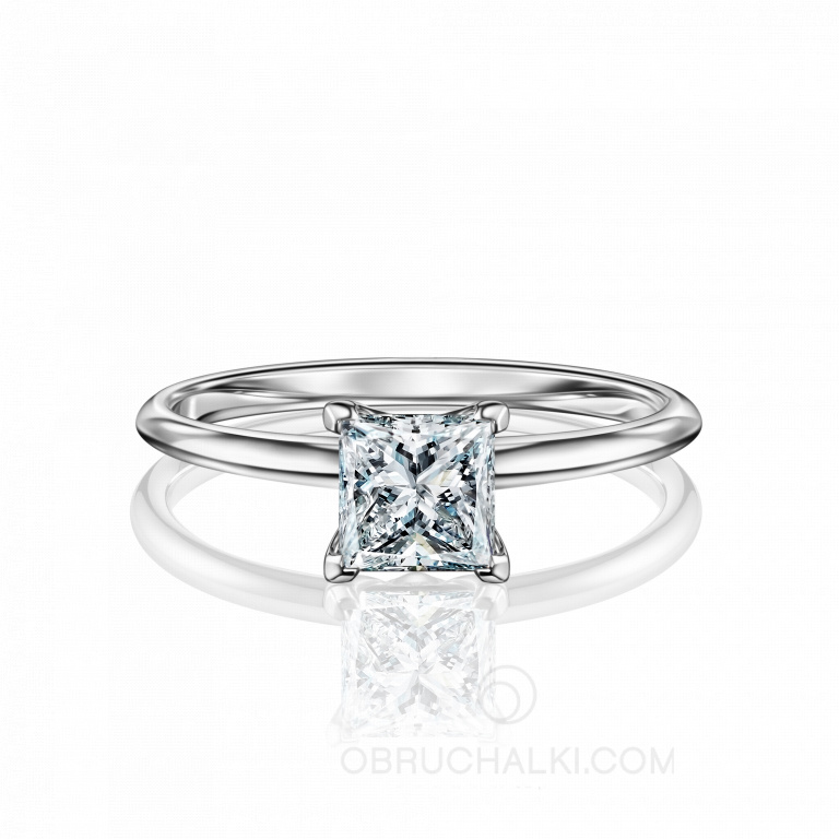 Золотое помолвочное кольцо с акцентной гранью и бриллиантом принцесса SOFT EDGE FIANCÉE PRINCESS