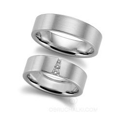 Широкие матовые обручальные кольца с бриллиантами 3 DIAMONDS фото