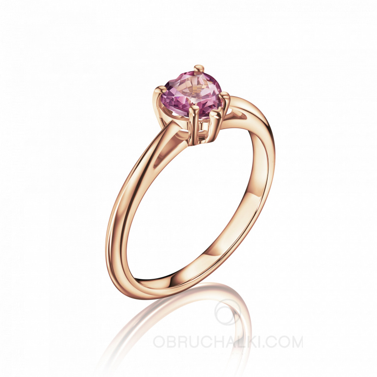 Помолвочное кольцо с розовым сапфиром огранки сердце SAPPHIRE HEART RING