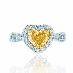 серебряное украшение ручной работы женское кольцо из белого золота с желтым бриллиантом в форме сердца HEART OF STONE фото
