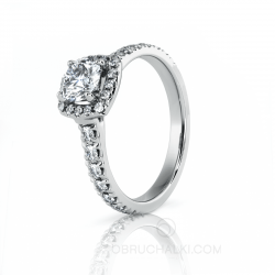 Помолвочное кольцо с бриллиантом в квадратной оправе и россыпью камней ISABELLA фото