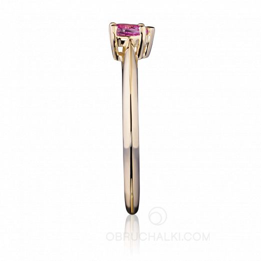 Помолвочное кольцо с розовым сапфиром SAPPHIRE HEART RING на заказ фото 4