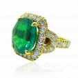Женский перстень с зелёным изумрудом и бриллиантами Esmeralda на заказ фото