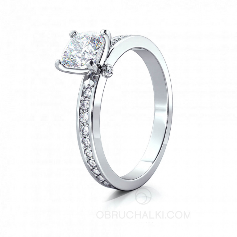 Шикарное помолвочное кольцо с белым бриллиантом MYSTERY CUSHION DIAMOND